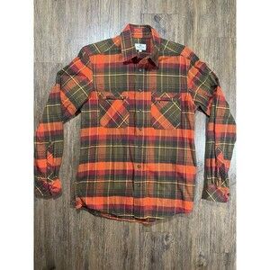 Hoggs of Fife Shirt Mens Small Orange Tartan Flannel Field Pro Shooting Country